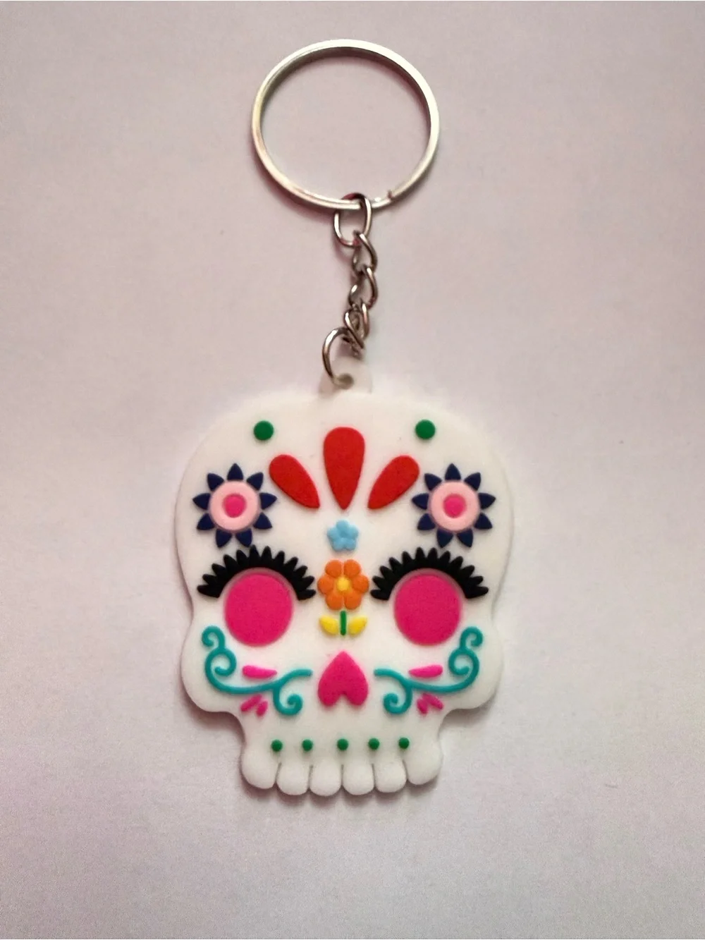Día de Muertos Mexican colorful skull Calavera keychain SKU2581
